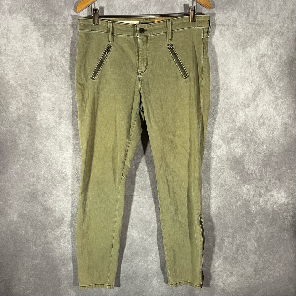 Anthropologie Pilcro Serif Pants Womens 31 Light Green Zip Ankles & Pockets Boho - Picture 1 of 9
